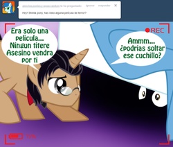 Size: 1236x1049 | Tagged: safe, artist:shinta-girl, oc, oc only, oc:shinta pony, aaron pony, ask, spanish, translated in the description, tumblr