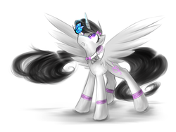 Size: 1100x825 | Tagged: safe, artist:kairaanix, octavia melody, alicorn, butterfly, pony, g4, alicornified, butterfly on nose, female, insect on nose, octacorn, princess, race swap, solo
