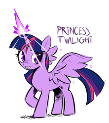 Size: 503x569 | Tagged: safe, artist:doctorplaid, twilight sparkle, alicorn, pony, g4, female, glowing horn, horn, magic, mare, simple background, solo, twilight sparkle (alicorn), white background