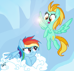 Size: 1718x1665 | Tagged: safe, artist:daisy-dictator, lightning dust, rainbow dash, g4, duo