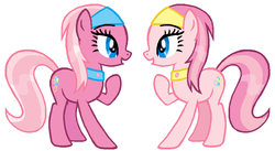 Size: 850x467 | Tagged: safe, artist:durpy, color edit, aloe, lotus blossom, pinkie pie, g3, g4, g3 to g4, generation leap, spa twins