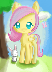 Size: 330x456 | Tagged: safe, artist:sashasayshelloo, angel bunny, fluttershy, g4