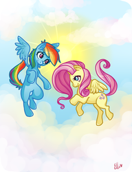 Size: 1000x1300 | Tagged: safe, artist:infected-ellis, fluttershy, rainbow dash, g4, female, lesbian, ship:flutterdash, shipping