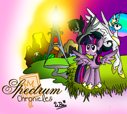 Size: 887x801 | Tagged: safe, artist:neoncabaret, princess celestia, twilight sparkle, oc, alicorn, pony, g4, female, group