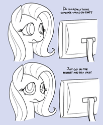 Size: 885x1079 | Tagged: safe, artist:reiduran, fluttershy, pegasus, pony, g4, arthur, comic, computer, dialogue, female, frown, internet, lies, looking at you, mare, meme, monitor, solo
