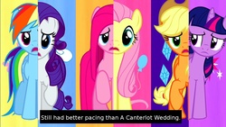 Size: 1280x720 | Tagged: safe, edit, edited screencap, screencap, applejack, fluttershy, pinkie pie, rainbow dash, rarity, twilight sparkle, earth pony, pegasus, pony, unicorn, g4, magical mystery cure, female, mane six, mare, meta, op is a duck, pacing, swapped cutie marks, what my cutie mark is telling me