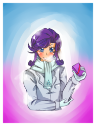 Size: 1600x2100 | Tagged: safe, artist:applestems, rarity, human, g4, abstract background, blushing, clothes, female, gloves, humanized, scarf, solo, valentine's day