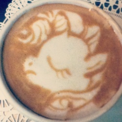 Size: 720x720 | Tagged: safe, artist:cappuccinofrosting, rarity, g4, coffee, food art, latte, latte art, solo