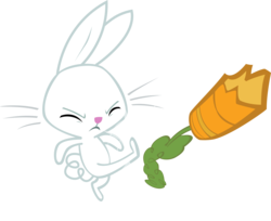 Size: 3192x2602 | Tagged: safe, artist:cloudshadezer0, angel bunny, g4, angry, carrot, kick, kicking, show accurate, simple background, transparent background, vector