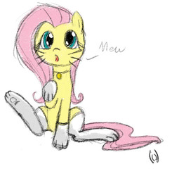 Size: 540x550 | Tagged: safe, artist:flutterv, fluttershy, cat, g4, animal costume, cat costume, clothes, costume, female, sketch, solo