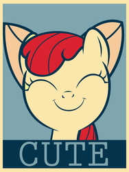 Size: 1024x1360 | Tagged: safe, artist:tagteamcast, apple bloom, g4, :i, adorabloom, cute, eyes closed, hope poster, poster, propaganda, shepard fairey, smiling, vector