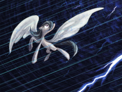 Size: 800x600 | Tagged: safe, oc, oc only, oc:hurricane, pegasus, pony, impossibly large wings, rain, solo, storm