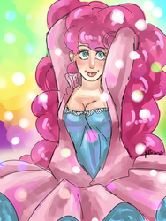 Size: 768x1024 | Tagged: safe, artist:thepandacaffe, pinkie pie, human, g4, cleavage, female, humanized, solo