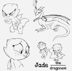 Size: 650x640 | Tagged: safe, artist:queencold, oc, oc only, oc:jade (queencold), dragon, baby dragon, dragon oc, dragoness, gem, monochrome, pillow, sketch dump