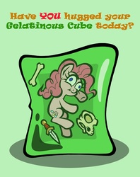 Size: 600x758 | Tagged: safe, artist:toonbat, pinkie pie, earth pony, pony, g4, bone, dead, dungeons and dragons, eaten alive, female, gelatinous cube, mare, pinkie prey, skull, sword, vore, weapon