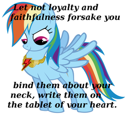 Size: 941x850 | Tagged: safe, rainbow dash, g4, bible, element of loyalty, elements of harmony, proverbs 3:3, revised standard version