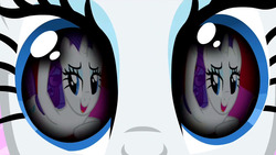 Size: 1258x709 | Tagged: safe, screencap, rarity, g4, lesson zero, magical mystery cure, a true true friend, bend over, drama queen, eye reflection, eyes, fainting couch, lidded eyes, looking at you, looking back, looking back at you, out of context, reflection, selfcest