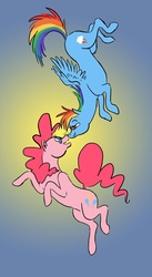 Size: 411x750 | Tagged: safe, artist:flyawaydog, pinkie pie, rainbow dash, g4, female, lesbian, ship:pinkiedash, shipping