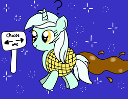 Size: 864x671 | Tagged: safe, artist:mysticvulpix, lyra heartstrings, g4, nyan cat, parody, sign, space, syrup, waffle