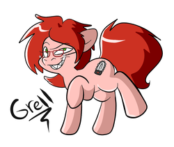 Size: 700x591 | Tagged: safe, artist:snowcalico, black butler, glasses, grell, grell sutcliff, kuroshitsuji, ponified