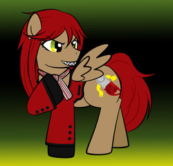 Size: 1531x1474 | Tagged: safe, artist:modernmortalservices, black butler, clothes, grell, grell sutcliff, kuroshitsuji, ponified