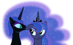 Size: 4170x2569 | Tagged: safe, artist:infinitoa, nightmare moon, princess luna, alicorn, pony, g4, duality, ear bite, female, lesbian, mare, selfcest, shipping, simple background, transparent background, vector