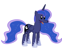 Size: 500x406 | Tagged: safe, artist:isky, princess luna, dog, g4, female, in-joke, simple background, solo, tongue out, wat