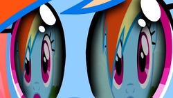 Size: 1280x720 | Tagged: safe, screencap, rainbow dash, pegasus, pony, g4, magical mystery cure, the mysterious mare do well, a true true friend, close-up, eye reflection, eyes, flashback, reflection, solo