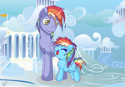 Size: 2600x1800 | Tagged: safe, artist:pastelflakes, rainbow blaze, rainbow dash, g4, filly