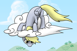 Size: 925x623 | Tagged: safe, artist:topgull, derpy hooves, pegasus, pony, g4, cloud, cloudy, female, mare, solo