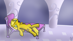 Size: 1024x576 | Tagged: safe, artist:prosper58, oc, oc only, oc:ticket, alicorn, pony, alicorn oc, cucumber, sleeping, solo, spa