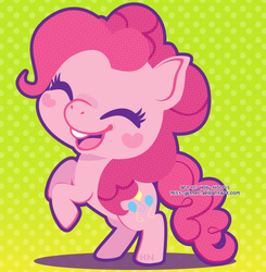 Size: 500x510 | Tagged: safe, artist:miss-glitter, pinkie pie, earth pony, pony, g4, chibi, cute, female, smiling, solo