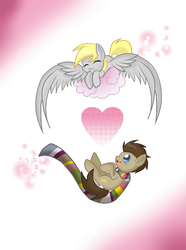 Size: 1236x1664 | Tagged: safe, artist:derpsonhooves, derpy hooves, doctor whooves, time turner, pegasus, pony, g4, female, heart, mare, ship:doctorderpy, shipping, valentine