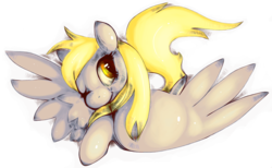 Size: 1033x635 | Tagged: safe, artist:gasmaskmonster, derpy hooves, pegasus, pony, g4, female, mare, simple background, smiling, solo, transparent background, wink