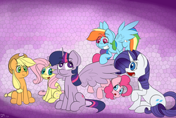 Size: 3200x2150 | Tagged: safe, artist:faithlessrurouni, applejack, fluttershy, pinkie pie, rainbow dash, rarity, twilight sparkle, alicorn, pony, g4, female, mane six, mare, twilight sparkle (alicorn)