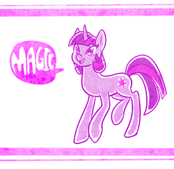 Size: 600x582 | Tagged: safe, artist:miniyuna, twilight sparkle, pony, g4, dialogue, female, magic, simple background, solo, speech bubble