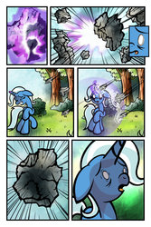 Size: 900x1350 | Tagged: safe, artist:bronycurious, trixie, pony, unicorn, comic:recovery, g4, comic, female, force field, magic, mare, rock