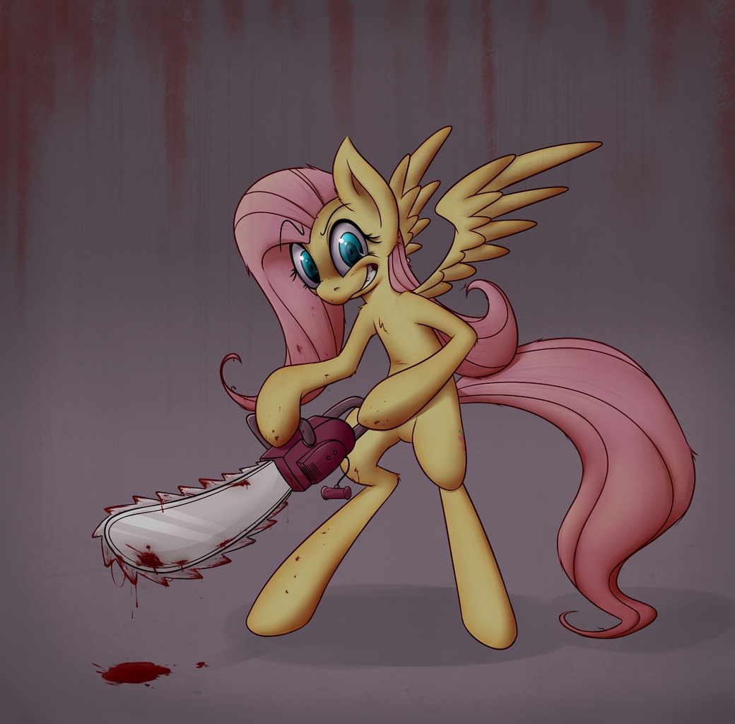 #249975 - semi-grimdark, artist:w300, <b>fluttershy</b>, pegasus, pony, .mov, shed...