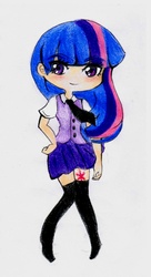Size: 924x1695 | Tagged: safe, artist:melody-in-the-air, twilight sparkle, human, g4, female, humanized, solo, traditional art
