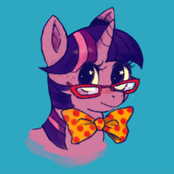 Size: 700x700 | Tagged: safe, artist:8bitbadguy, twilight sparkle, g4, bowtie, glasses, nerd