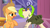 Size: 761x421 | Tagged: safe, screencap, applejack, g4, magical mystery cure, my little pony: friendship is magic, clothes, dress, swapped cutie marks, youtube caption