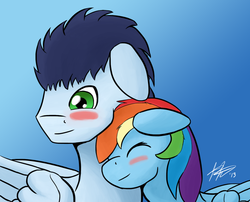 Size: 1280x1033 | Tagged: safe, artist:amnease, rainbow dash, soarin', g4, female, male, ship:soarindash, shipping, straight