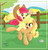 Size: 2877x3000 | Tagged: safe, artist:danmakuman, apple bloom, applejack, earth pony, pony, g4, accessory swap, adorabloom, apple bloom riding applejack, apple sisters, applejack's hat, cowboy hat, cute, duo, female, filly, happy, hat, jackabetes, mare, ponies riding ponies, riding, siblings, sisters