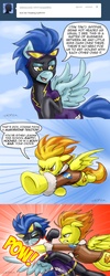Size: 900x2241 | Tagged: safe, artist:pluckyninja, nightshade, rainbow dash, spitfire, pegasus, pony, tumblr:sexy spitfire, g4, clothes, comic, costume, dialogue, female, jacket, mare, shadowbolts, shadowbolts costume, stupid sexy spitfire, tumblr, uniform, wonderbolts