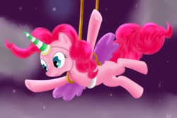 Size: 1500x1000 | Tagged: safe, artist:dragonfoorm, pinkie pie, alicorn, pony, g4, fake wings, hat, party hat, partycorn