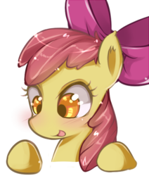 Size: 461x544 | Tagged: safe, artist:hua, apple bloom, earth pony, pony, g4, adorabloom, blushing, bust, cute, female, filly, foal, open mouth, portrait, simple background, solo, transparent background