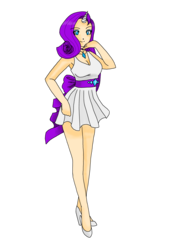 Size: 2480x3508 | Tagged: safe, artist:bloodheartblade, rarity, human, g4, armpits, clothes, dress, female, high heels, horn, horned humanization, humanized, shoes, simple background, solo, transparent background
