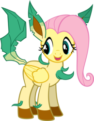 Size: 5000x6443 | Tagged: safe, artist:silverrainclouds, fluttershy, leafeon, g4, absurd resolution, costume, crossover, pokémon, simple background, transparent background, vector