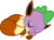 Size: 6825x5000 | Tagged: safe, artist:silverrainclouds, spike, eevee, g4, absurd resolution, costume, crossover, sleeping