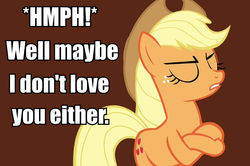 Size: 810x539 | Tagged: safe, applejack, g4, image macro, text, tsundere, tsunjack